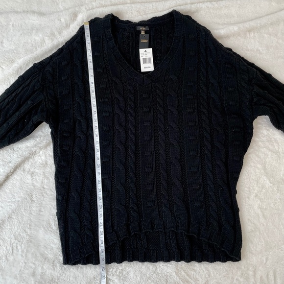 AFRM Black Noir V Neck Oversized Chunky Knit Sweater - Picture 7 of 8